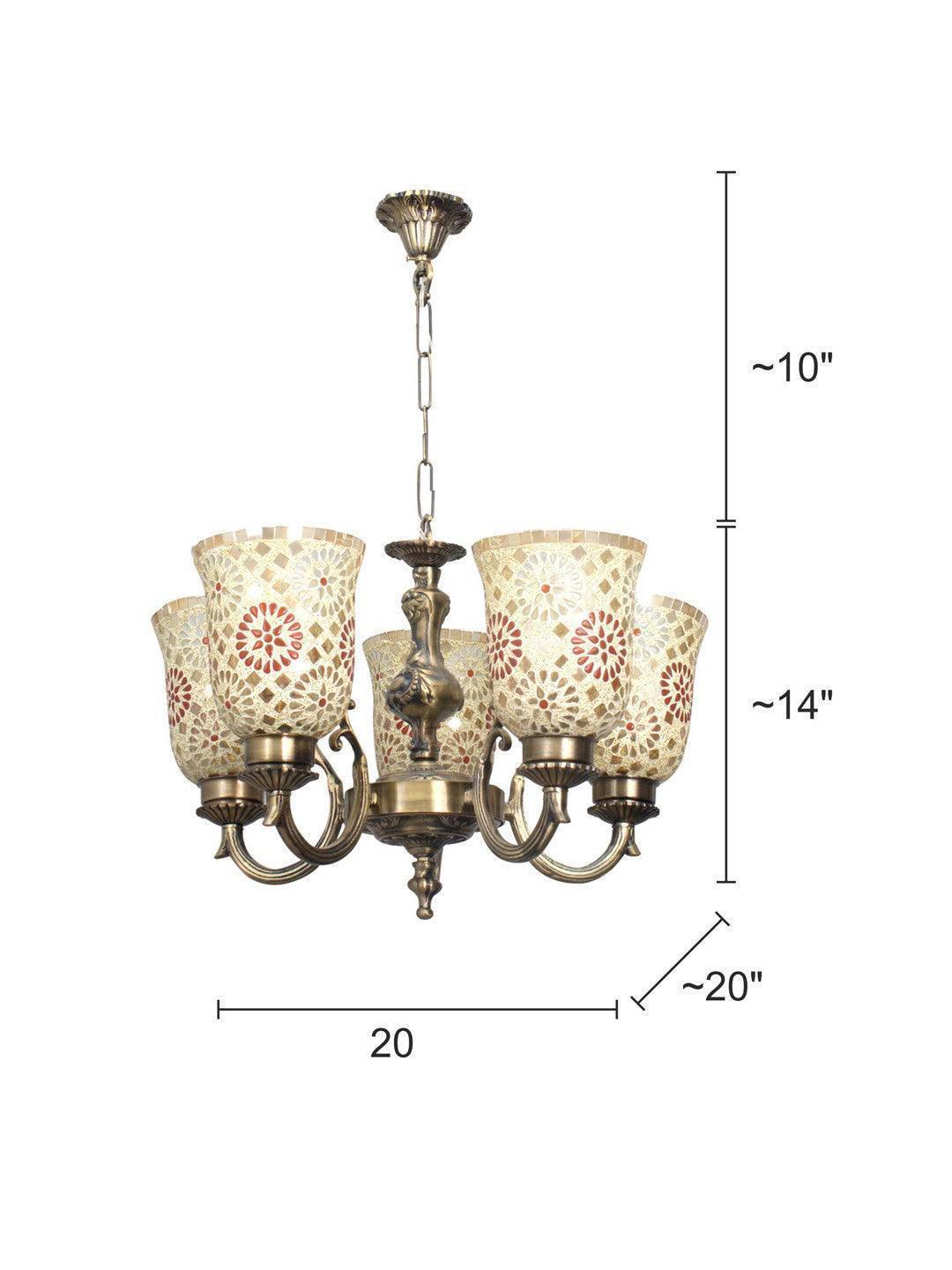 Small Tilak U Arm 5 Lamp Light Chandelier