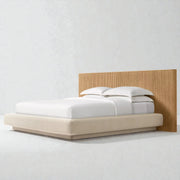 Muster Solid Ash Wood And Fabric Upholstered King Size Bed