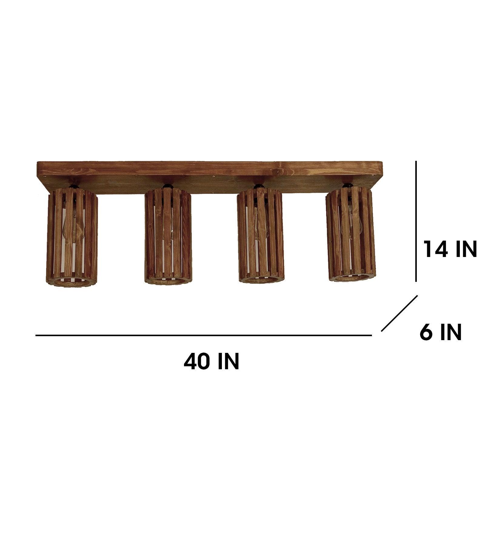 Casa Brown Wooden 4 Series Ceiling Lamp