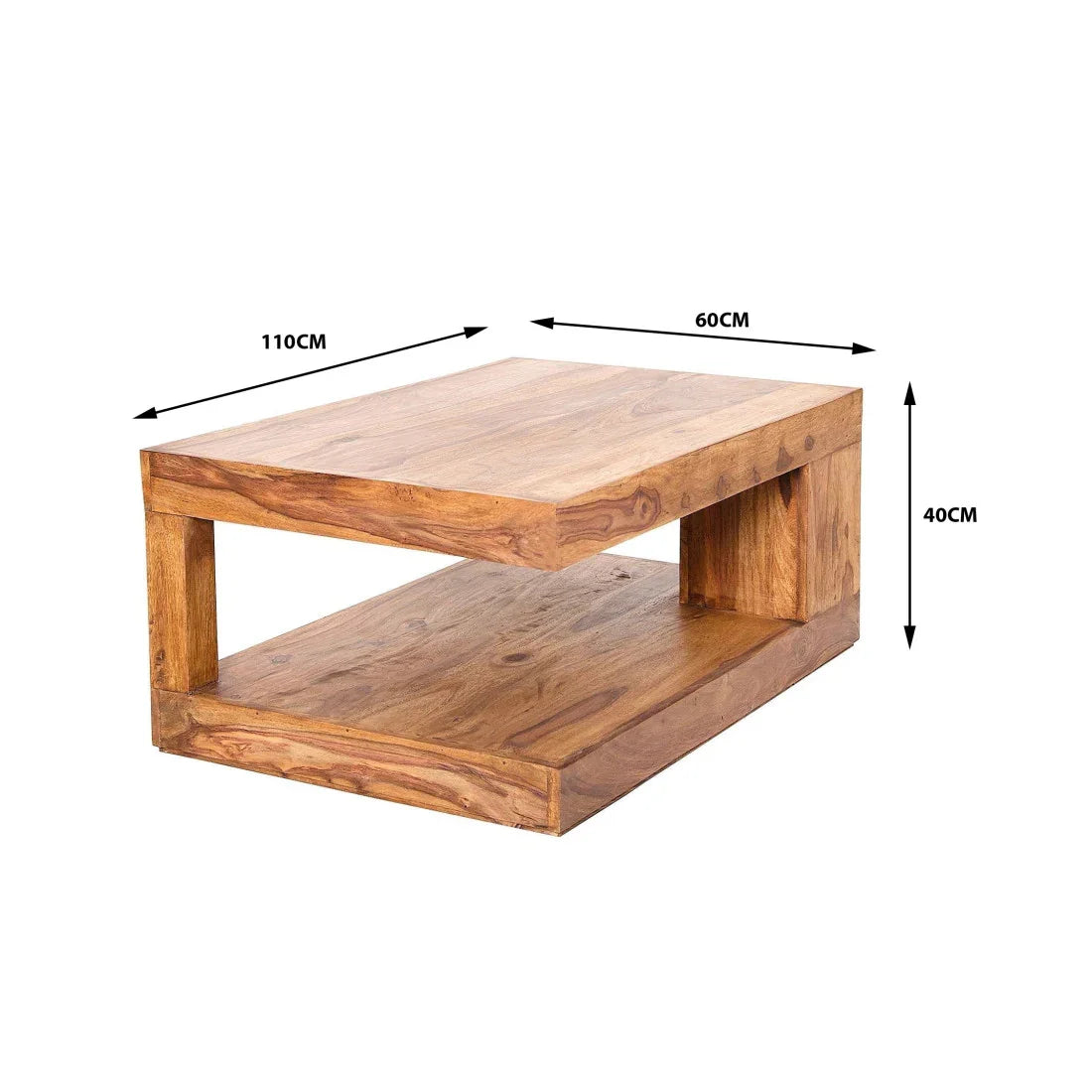 Sheesham Wood Coffee Table in Honey and Walnut Finish | Center Table for Living Room