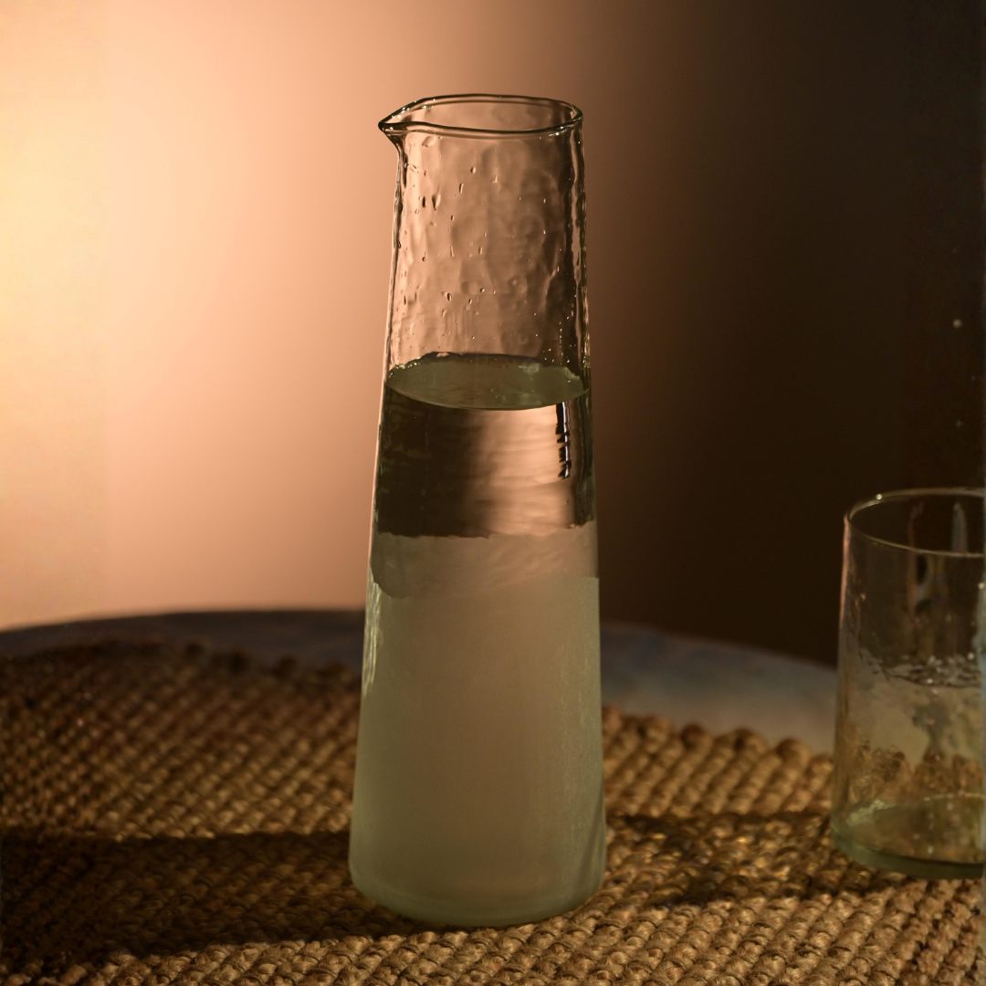 Frosted Hammered Glass Carafe