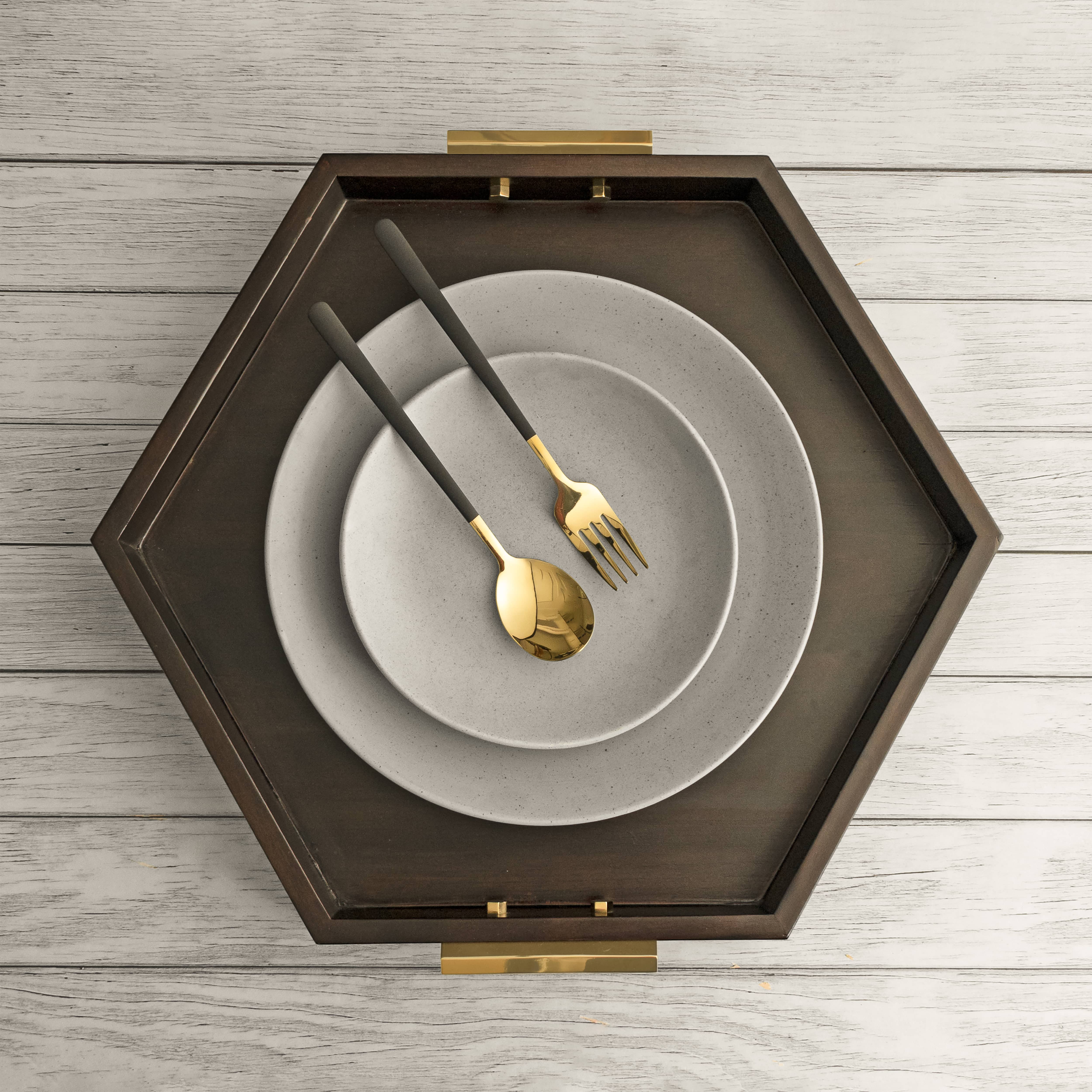 Hex Tray | Brass And Wood