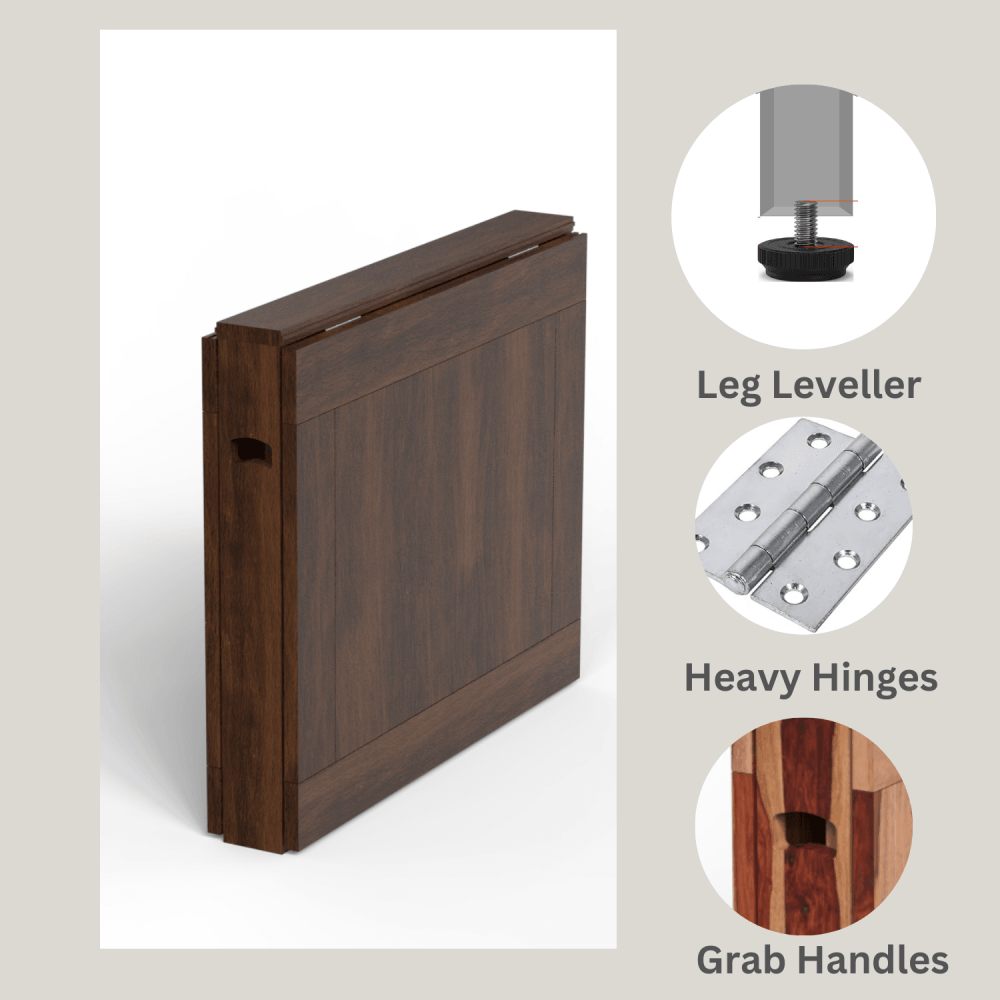 Sheesham Wood Folding Dining Table | Walnut Finish Wooden Table for Modern Dining Rooms