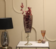 Chiselled Vase | Gold Finished with Light Black Luster Glass