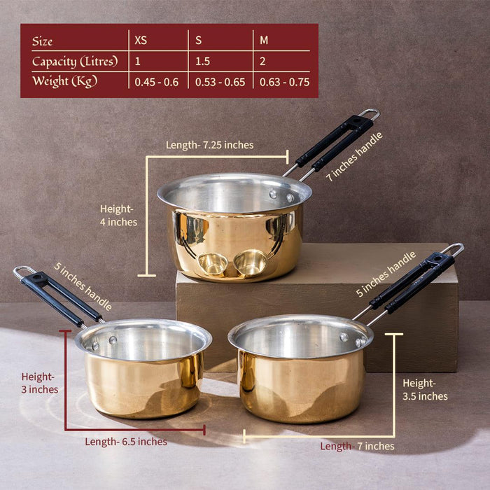 Brass Saucepan Set of 3