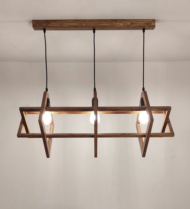 Paragon Brown Wooden 3 Series Hanging Lamp