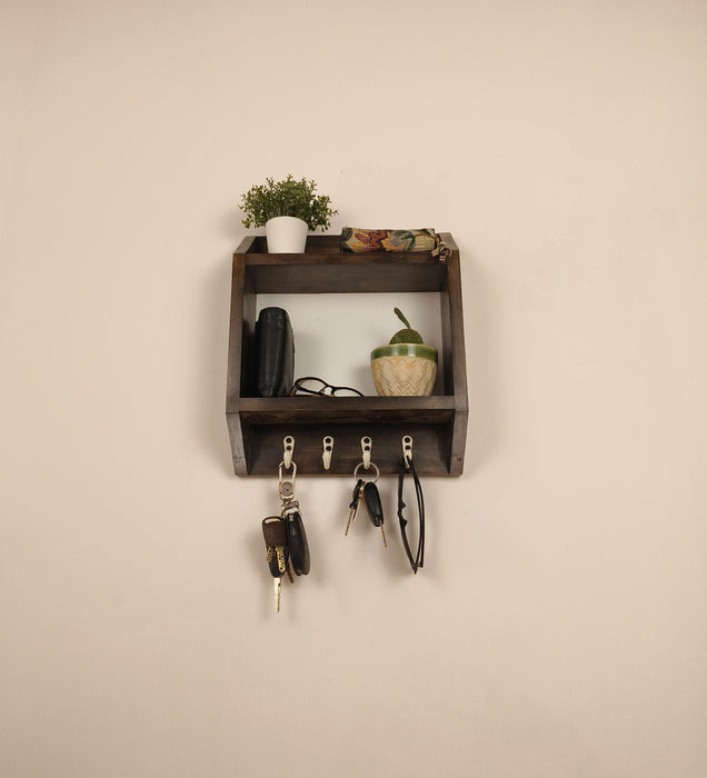 Kingston Wooden Wall Shelf Organiser With Key Holders