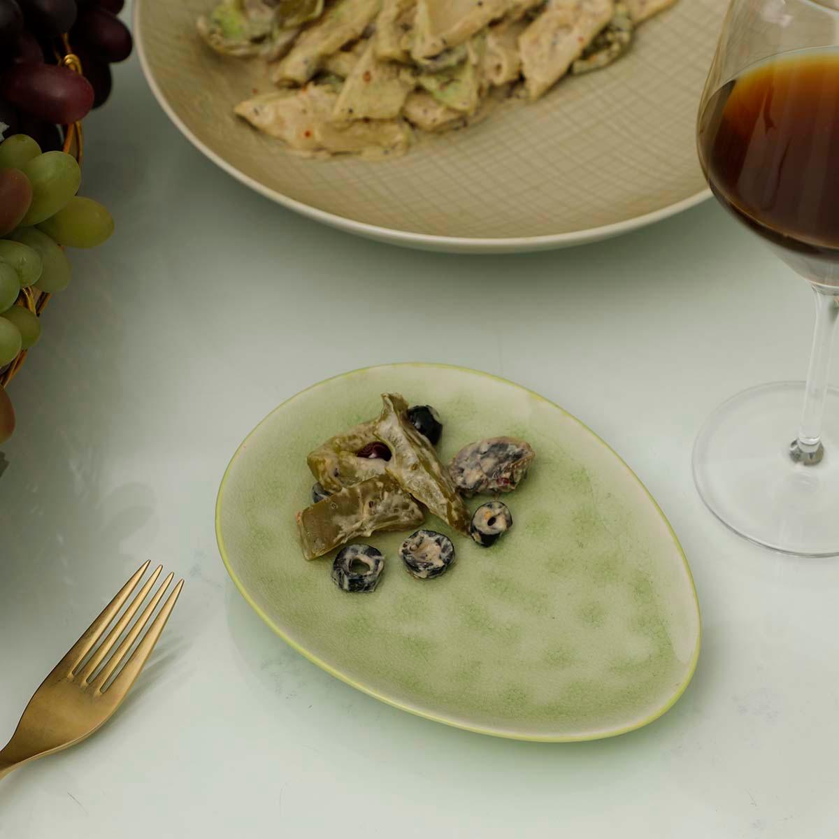 Kayan Light Green Dessert Plate | Ceramic