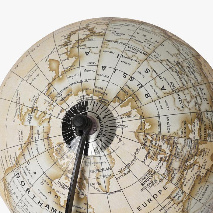 Pastel Yellow Wooden World Globe With Storage Drawer For Home & Office