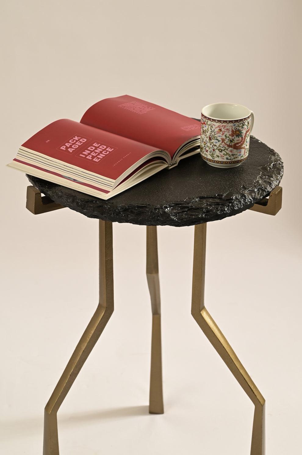 Charred Brass Drink Table | Modern Side Table for Living Table | Designer Corner Table