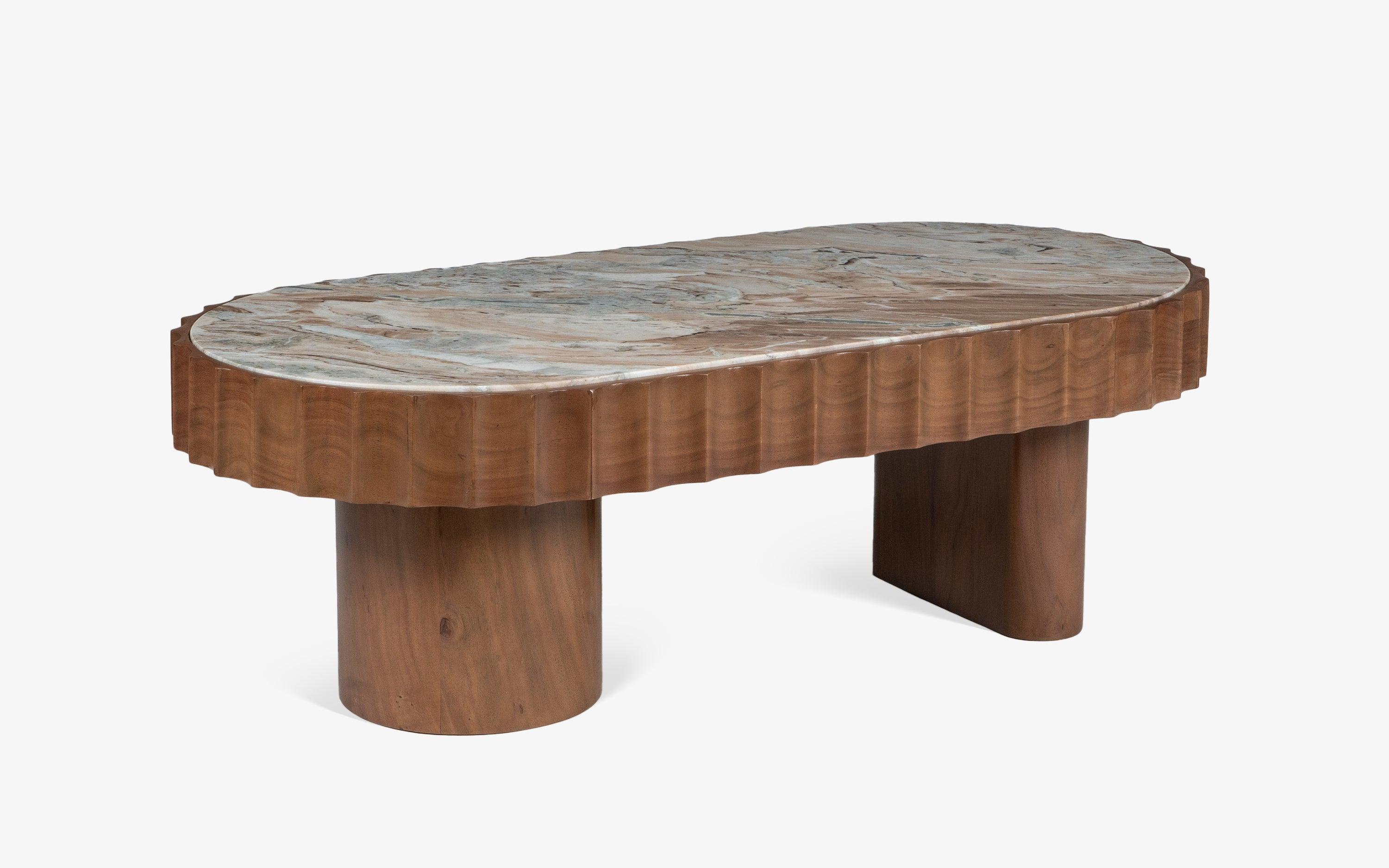 Doric Coffee Table | Toronto Marble and Acacia Wood