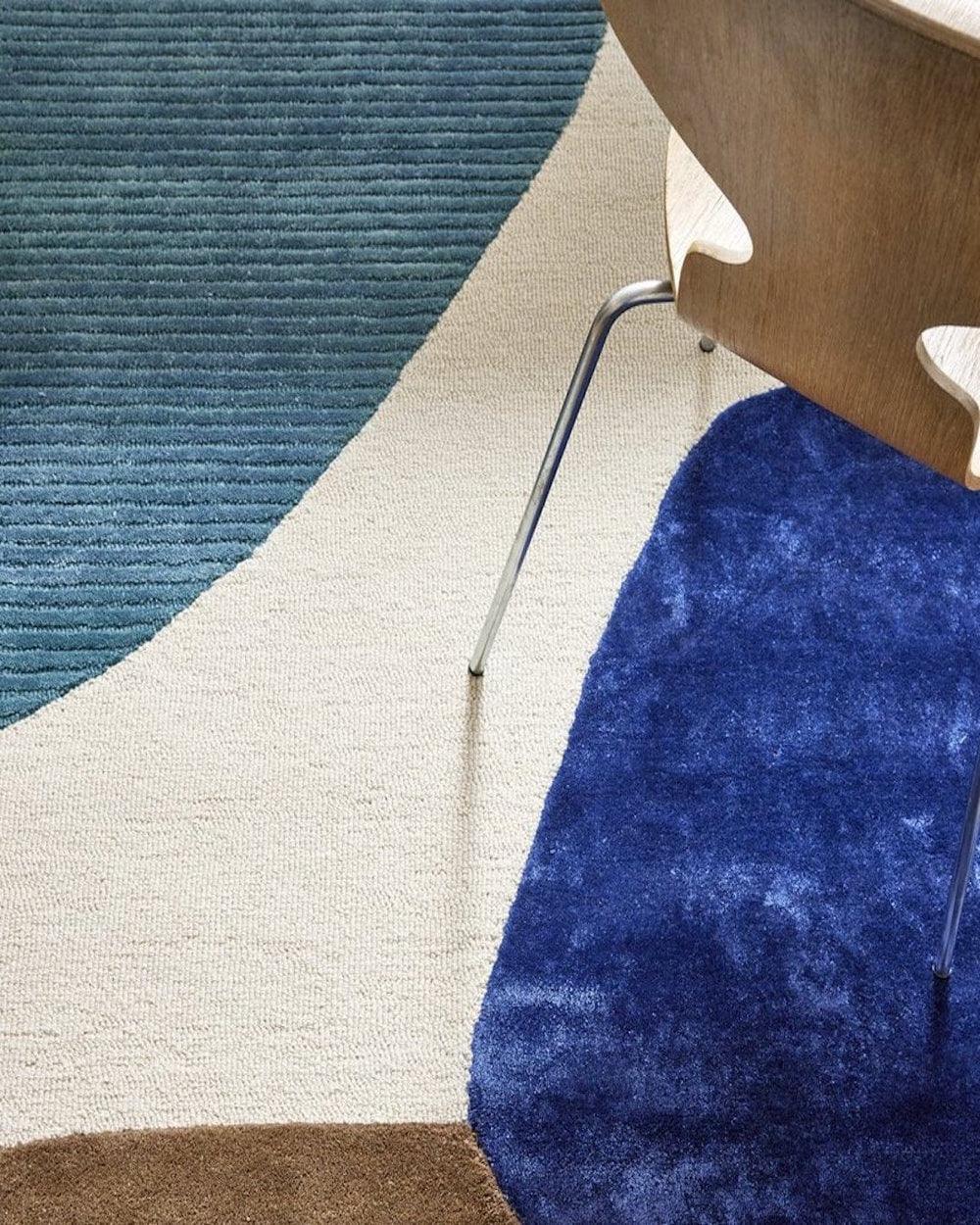 Profound Wool Viscose Rug Ivory Teal