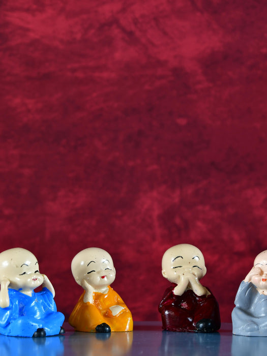 Resin Mini Monk Set of 4