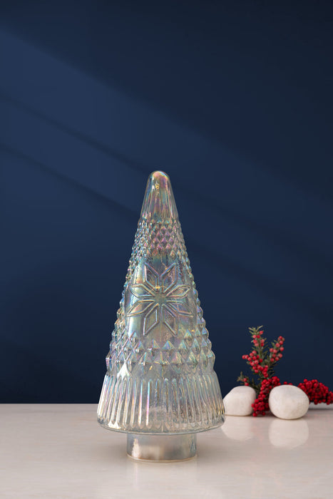 Frosted Cut Glass LED Christmas Tree | Iced LED Xmas Decor