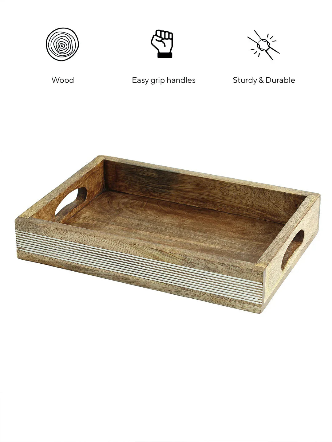 Katchal Rectangle Tray In White Colour