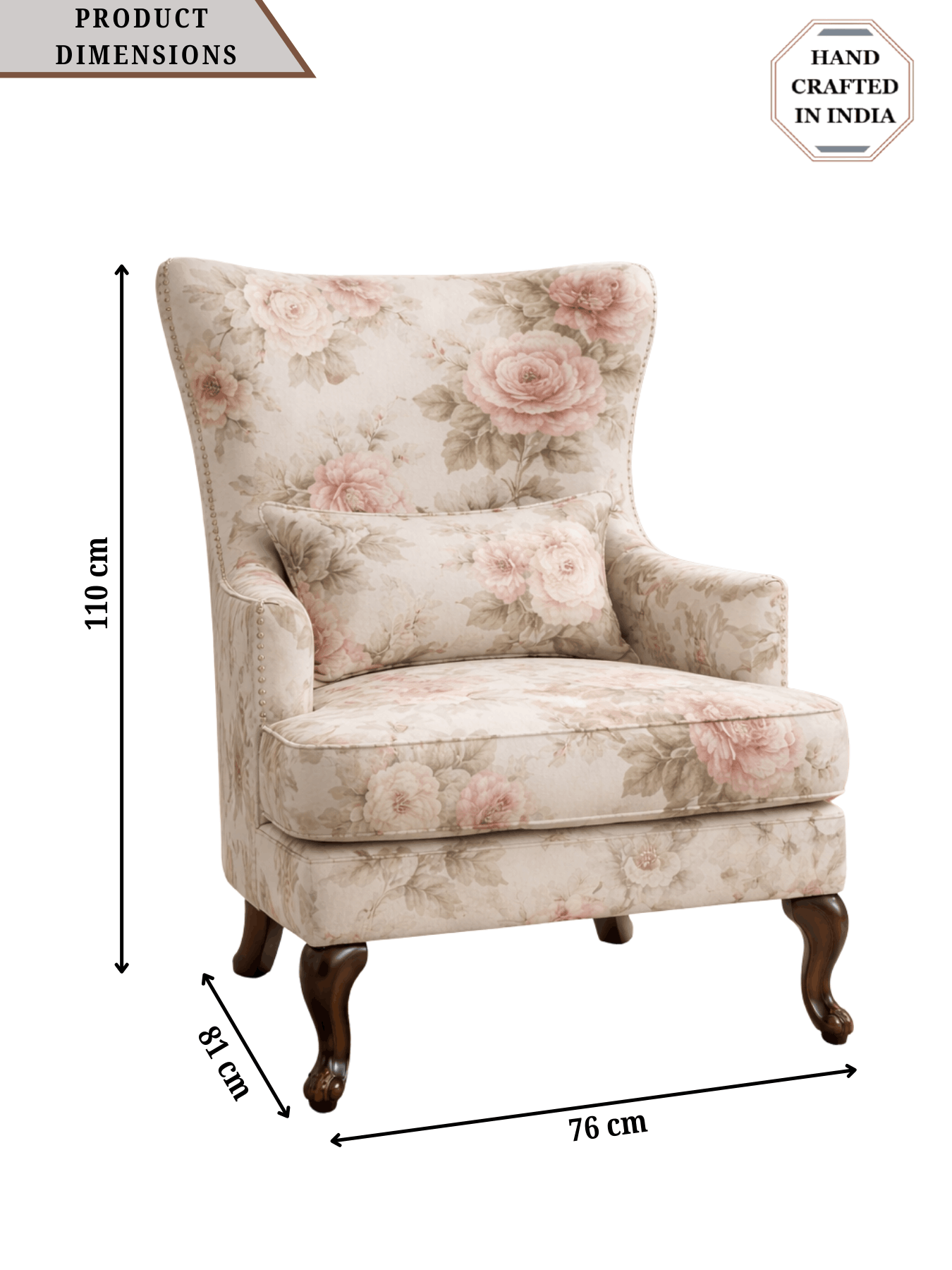 Zenlyx Premium Floral Wingback Accent Chair