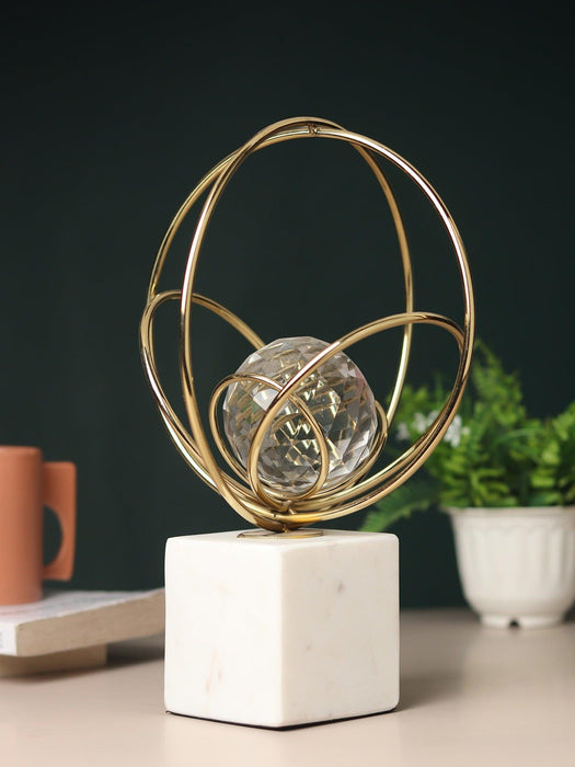 Elysian Rings Crystal Ball Sculpture