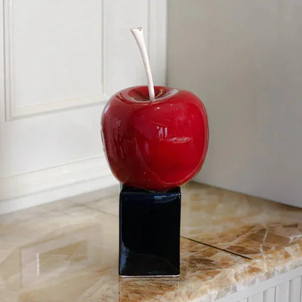 Red Apple Sculpture | Premium Porcelain Decorative Showpiece for Modern Home Décor