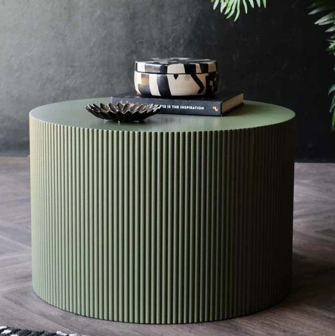 Green Groove Coffee Table | Wooden Center Table for Living Room | Tea Table