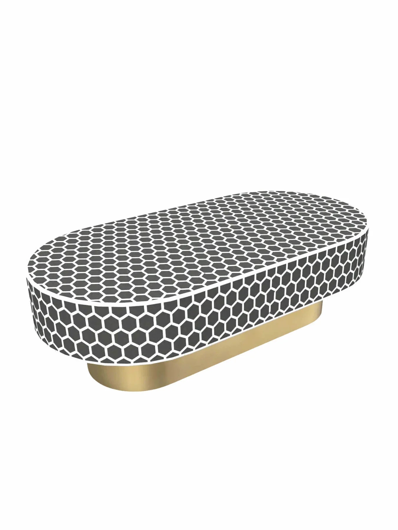 Inlay Jordan Oval Shape Coffee Table- Honeycomb