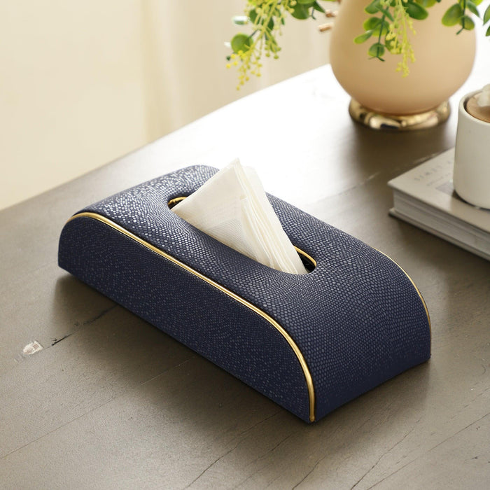 Sleek Slant Leather Napkin Box | Tissue Paper Holder