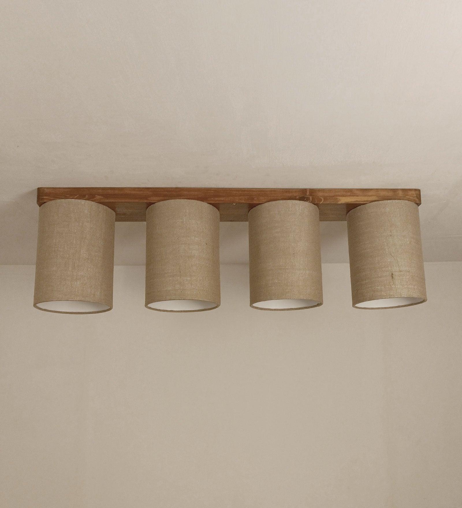 Elementary Brown Wooden 4 Series Ceiling Lamp