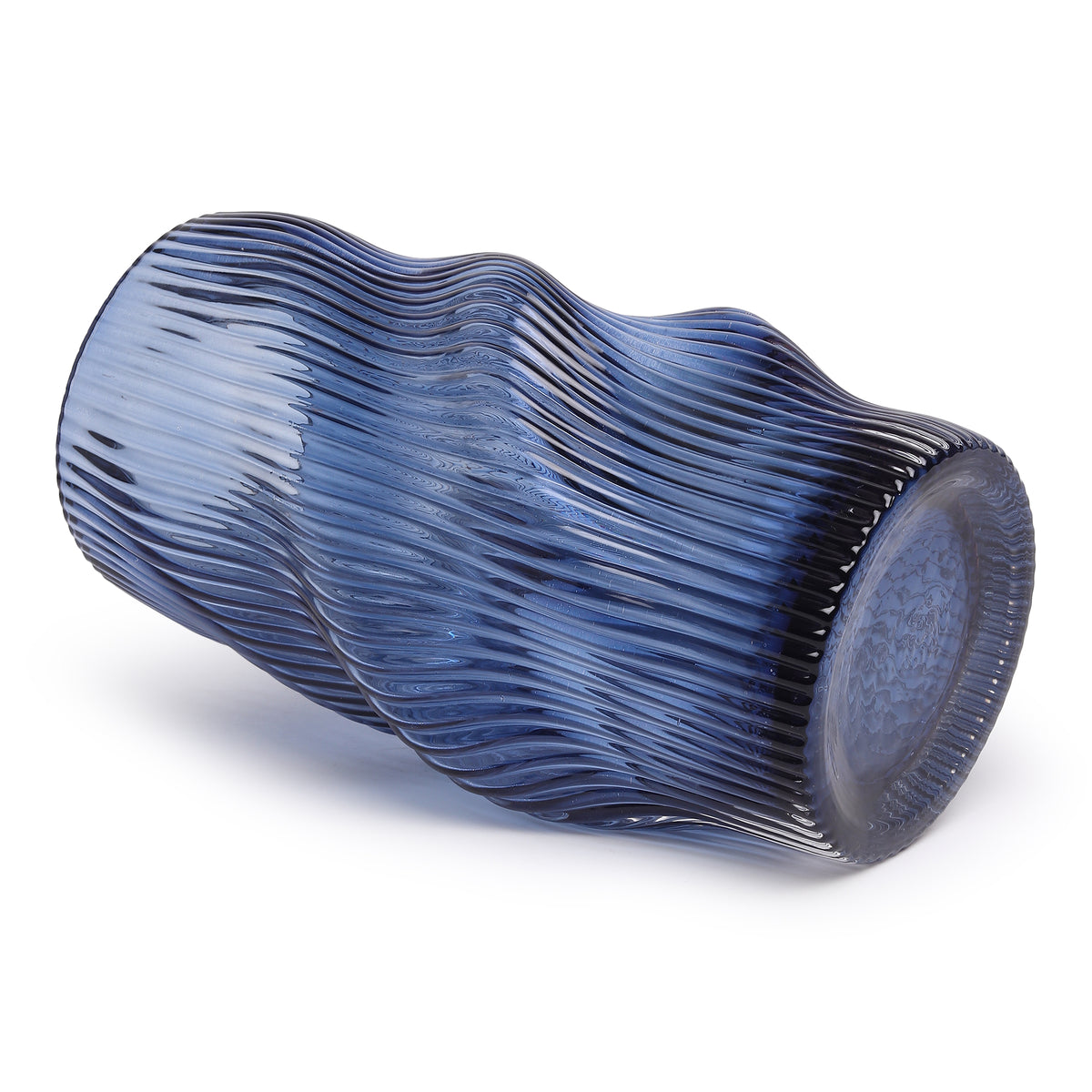 Whirly Blue Crystal Vase