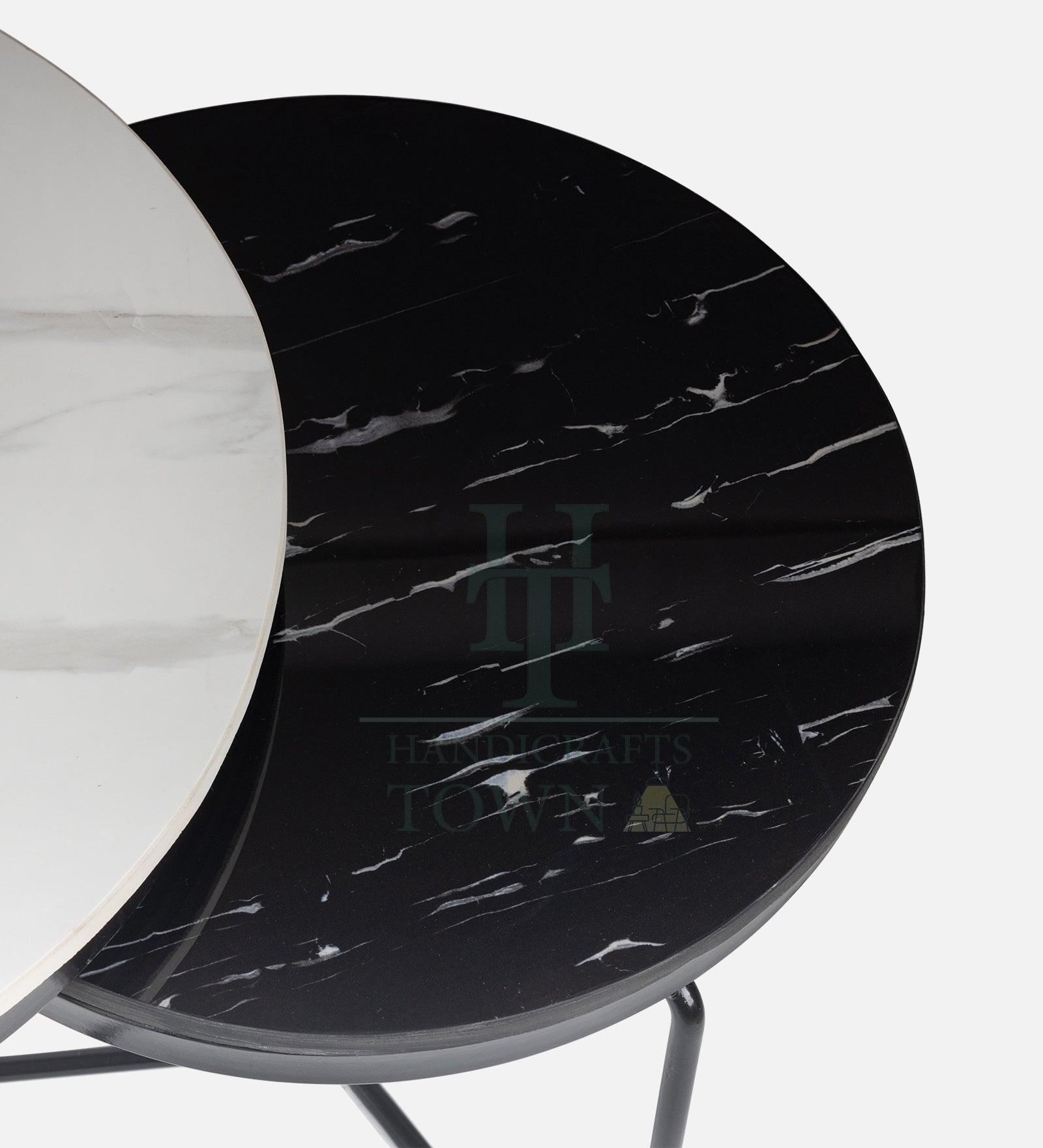 Minimal Nesting Tables with Marble Top | Set of 2 Center Coffee Table for Living Room