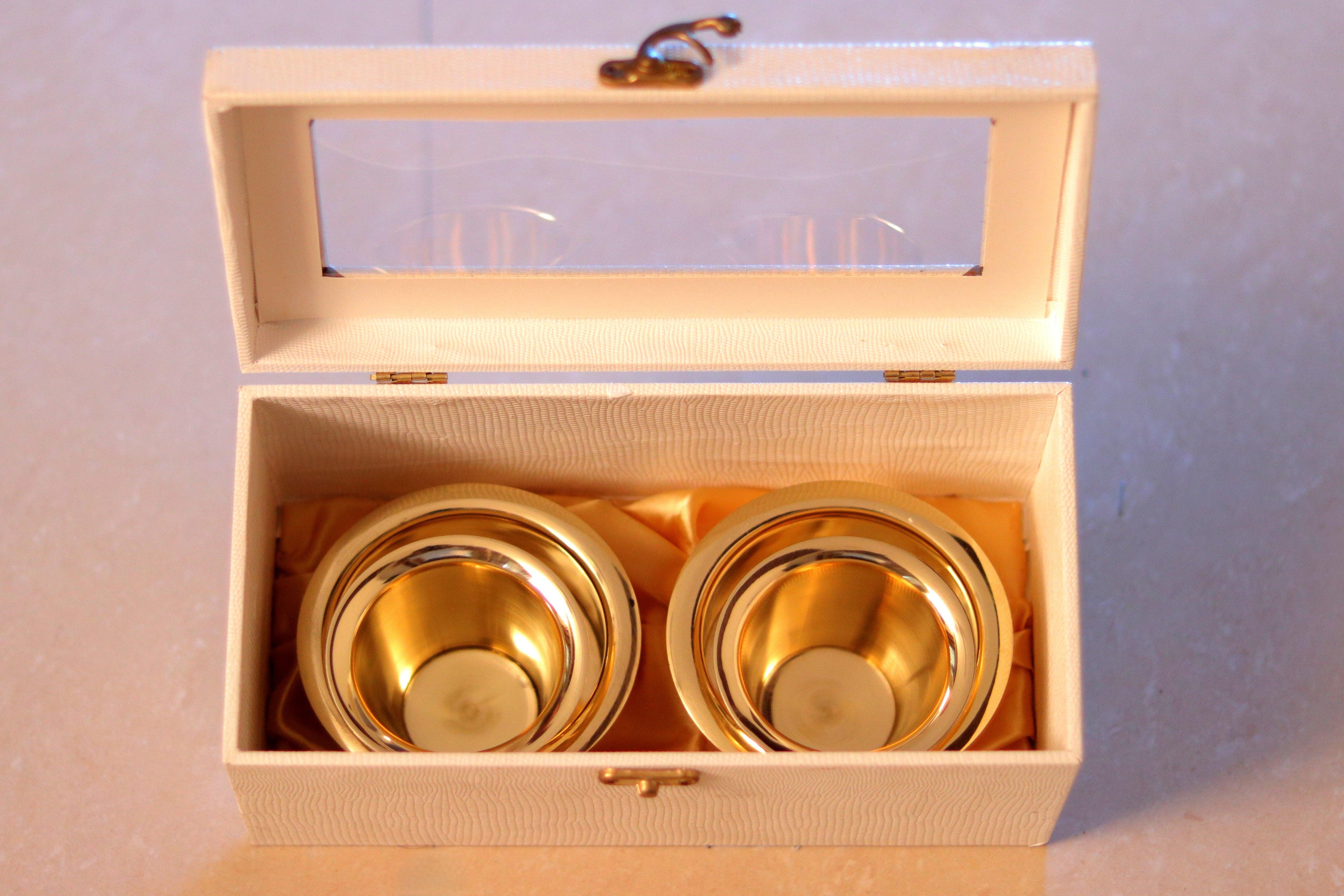 Brass Coffee Davara Tumbler in Gift Box & Tumbler Jar with Lid