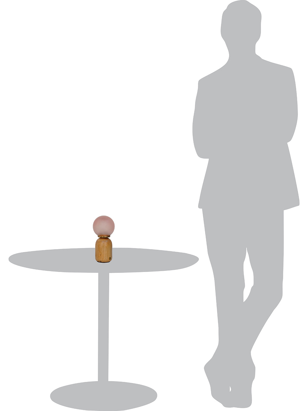 Contemporary Wood & Pink Glass Rechargeable Touch Table Lamp