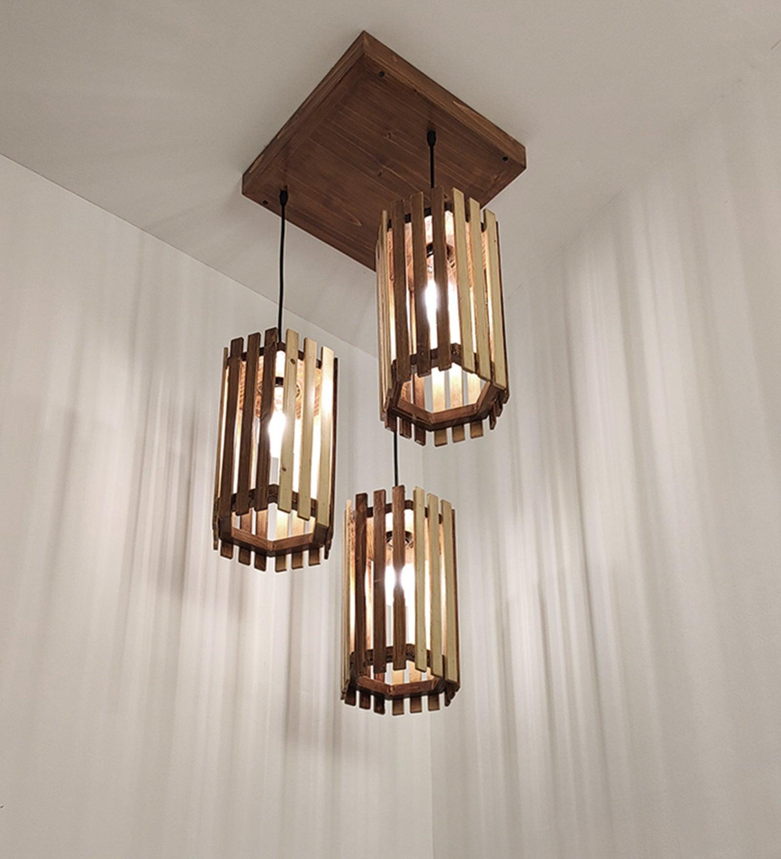 Hexa Beige & Brown Cluster Hanging Lamp