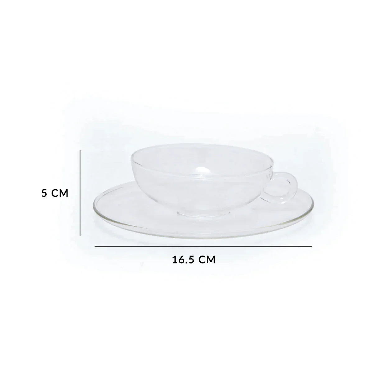 Jg,Tea Cup With Saucer Set of 2 | Glass