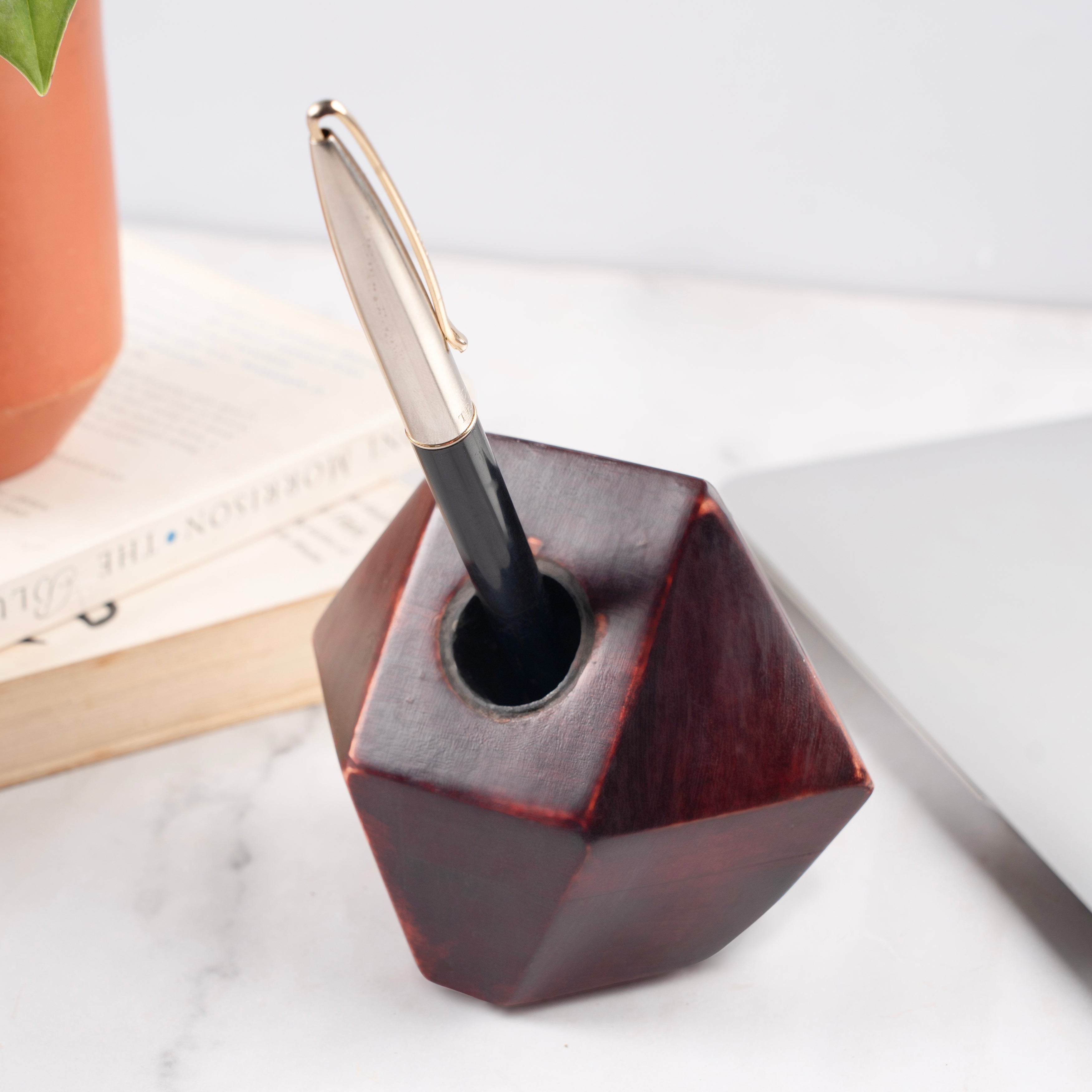 Geometric Wooden Pen Holder