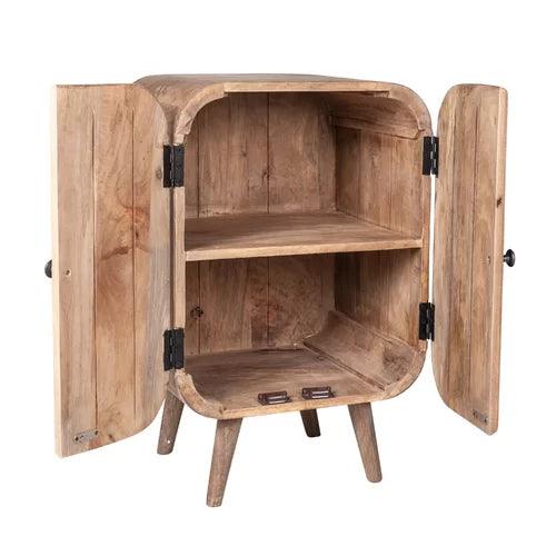 Pivot Groove End Table | Small Bedside Table | Wooden Side Table for Living Room