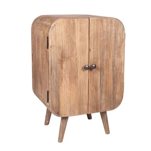 Pivot Groove End Table | Small Bedside Table | Wooden Side Table for Living Room