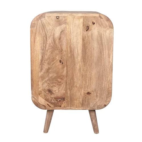Pivot Groove End Table | Small Bedside Table | Wooden Side Table for Living Room