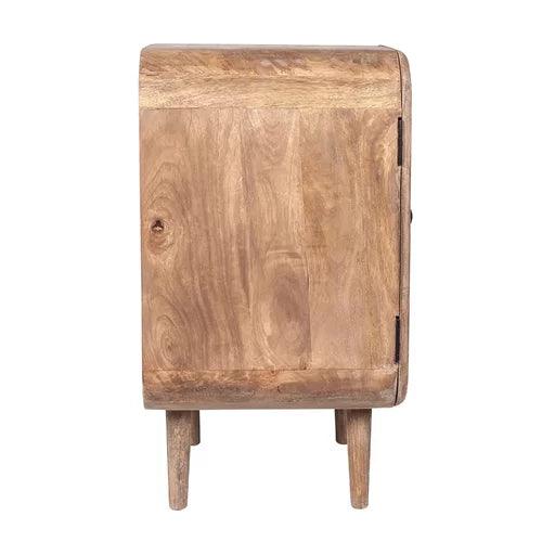 Pivot Groove End Table | Small Bedside Table | Wooden Side Table for Living Room
