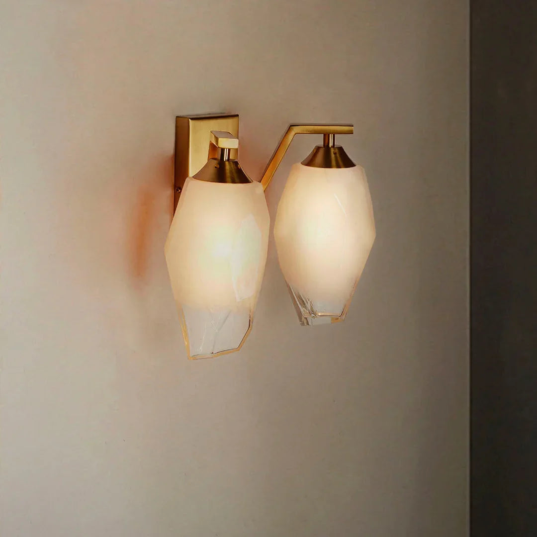 Modern Geometric Double Wall Sconce with Frosted Glass Shades