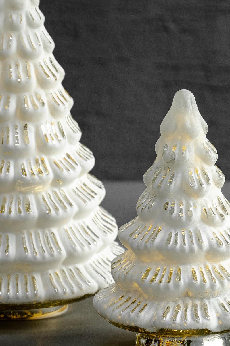 LED Fitted Glass Christmas Tree | White LED Holiday Decor