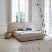 Half Moon Upholstered Bed Italian Design In Grey Color