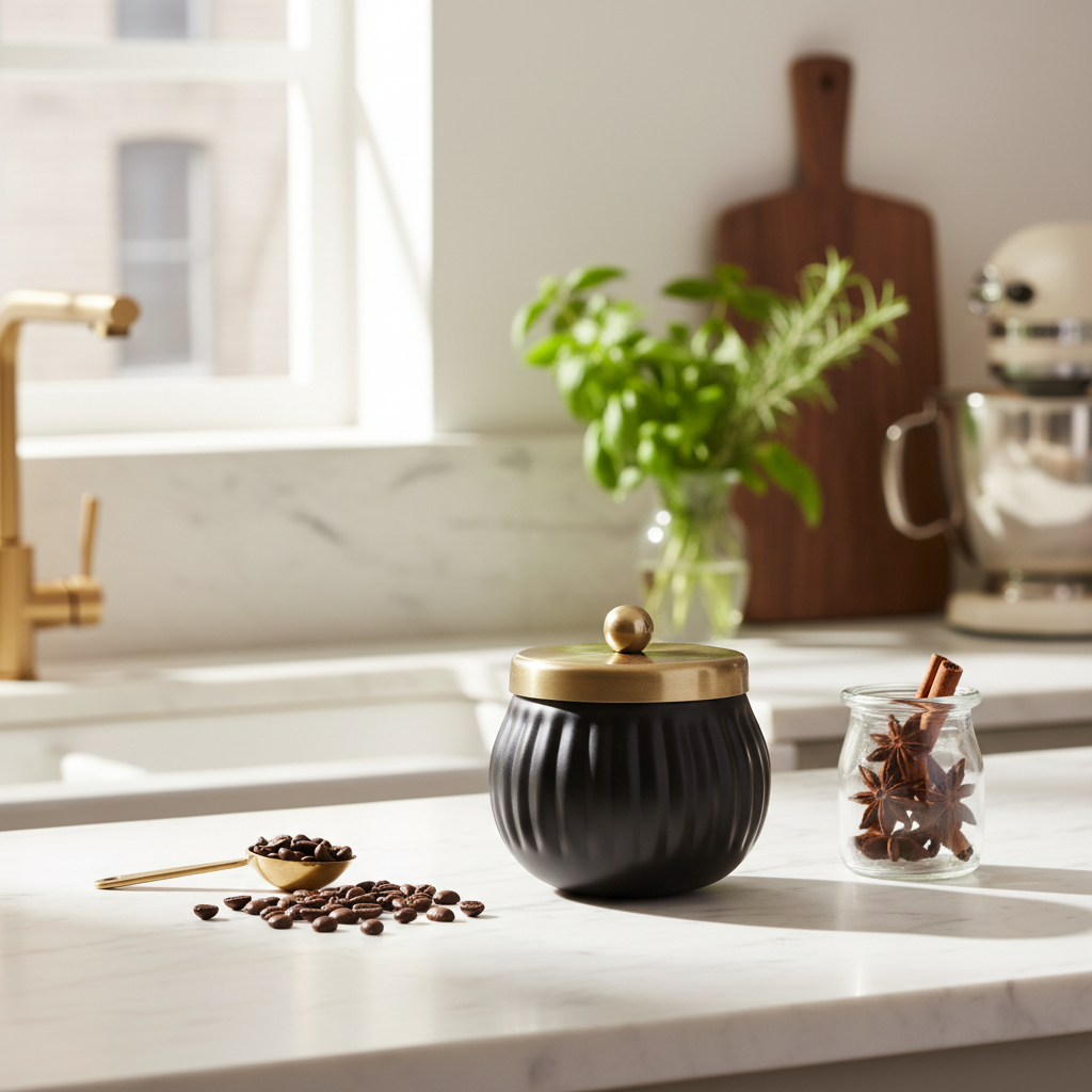 Luxora Gold Metal Storage Box with Black Lid | Decorative Iron Organizer Box