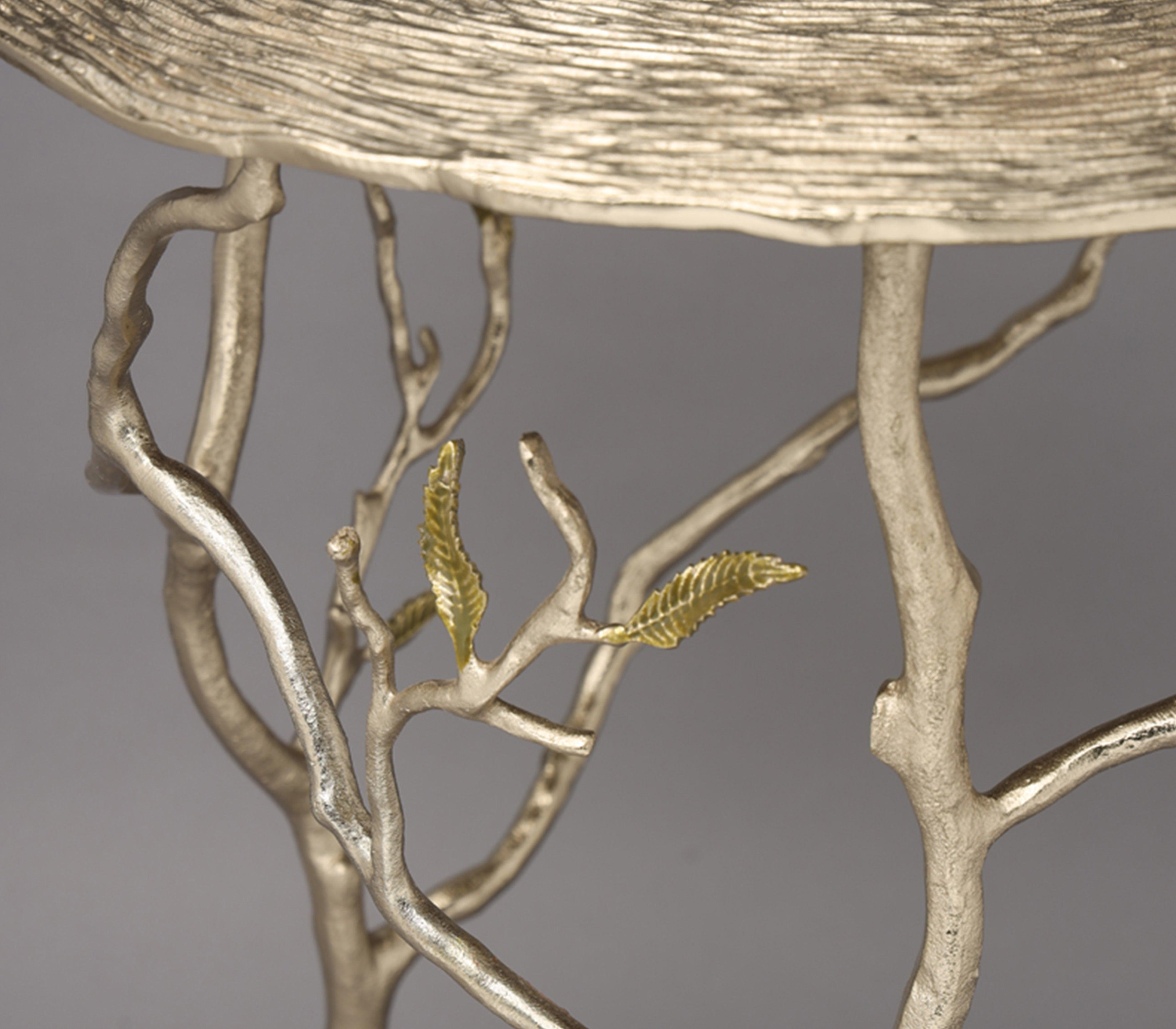 Tendrils Gold Side Table for Living Room | Decorative Small Corner Table | Designer End Table