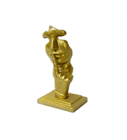 Golden Sculpture of a face with a Finger to The Lips, evokes a Feeling of Hushed Reverence. for Home Décor Living Room Office Table Creative Modern