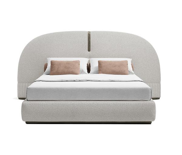 Half Moon Upholstered Bed Italian Design In Grey Color