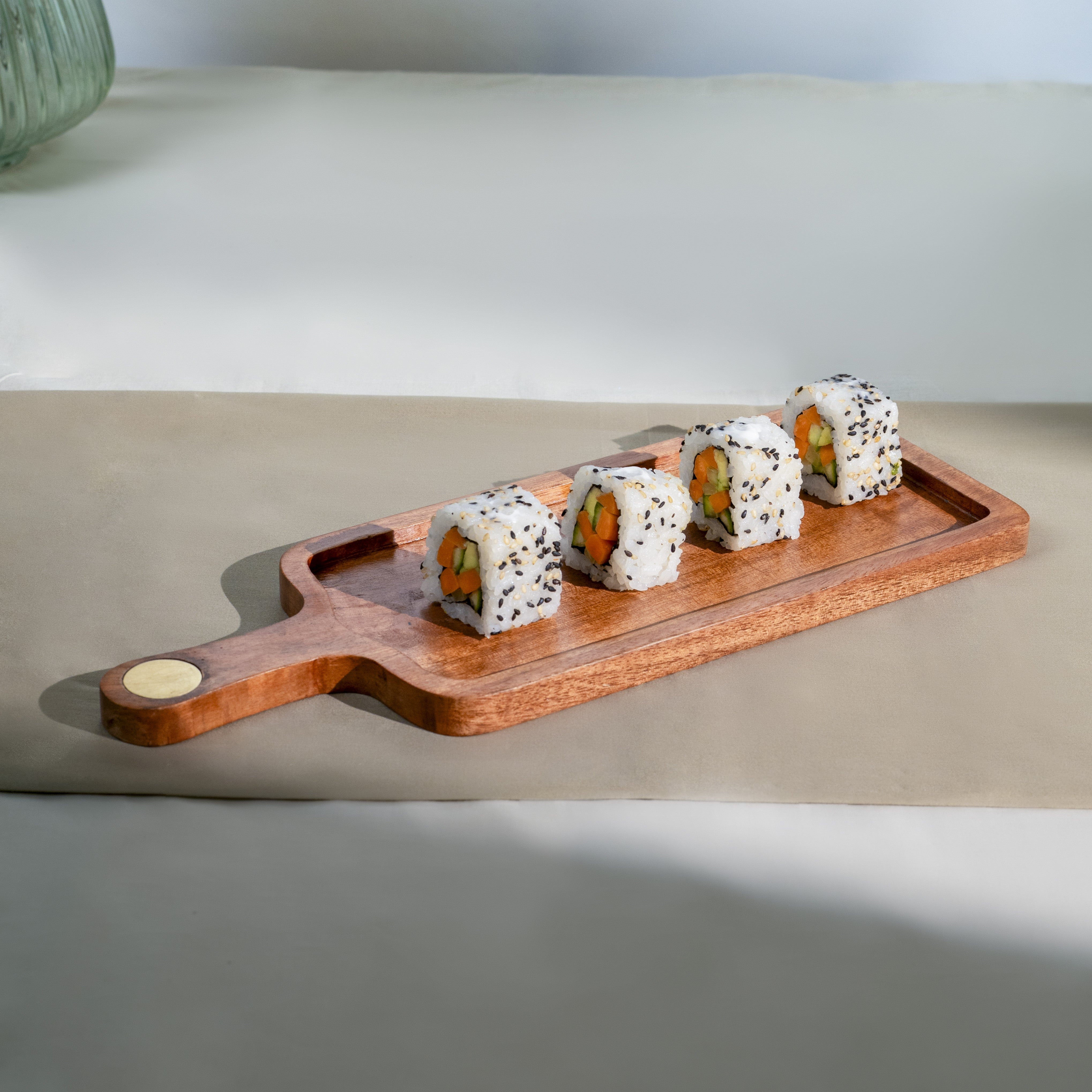 Ora-Pravah Serving Platter with Brass Inlay & Tong
