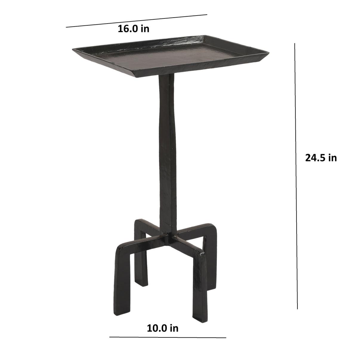 Crisp Black Aluminum Accent End Table | Sofa Side Table for Living Room | Designer Corner Table
