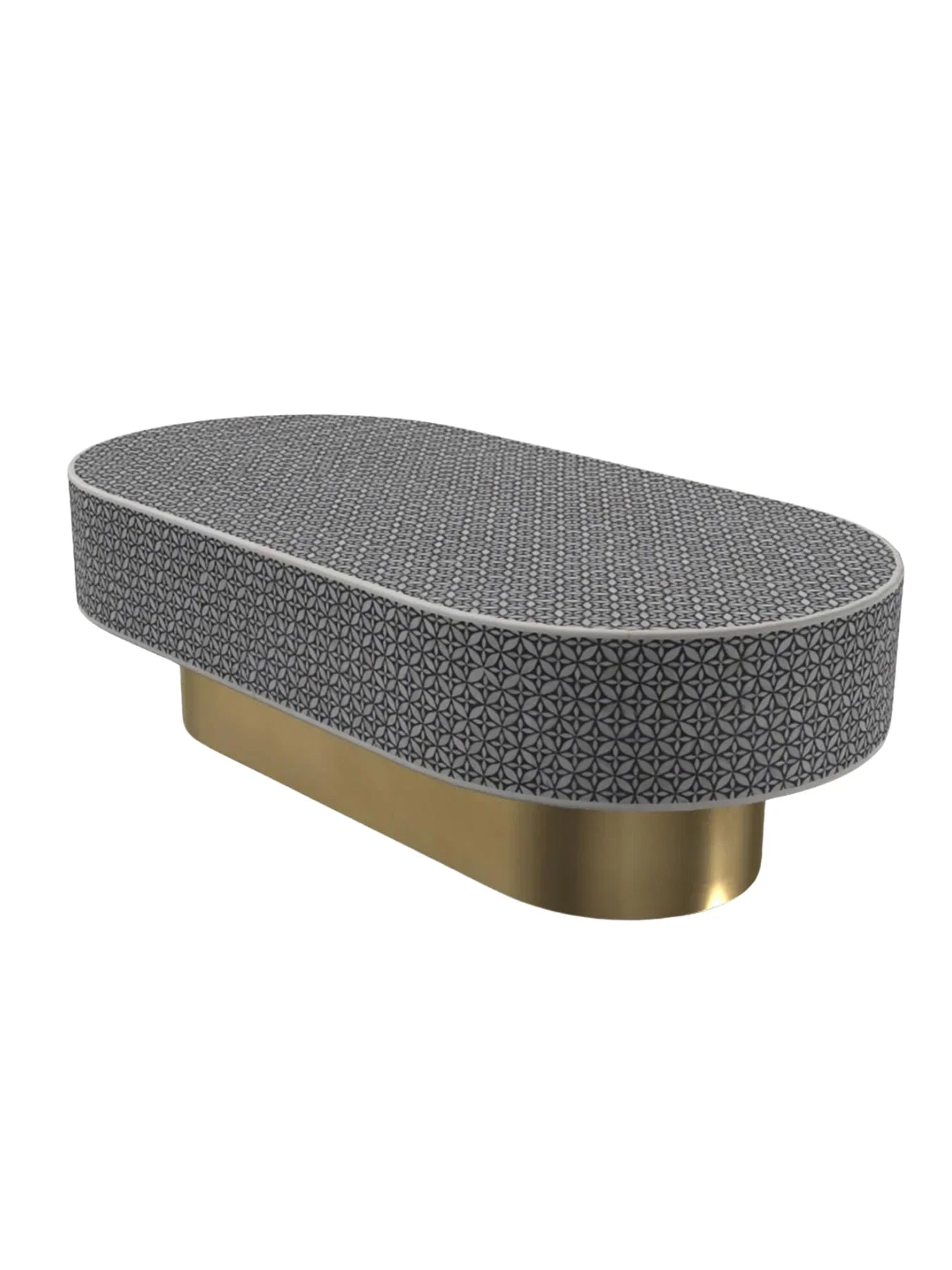 Inlay Jordan Oval Shape Coffee Table - Geometric Floral