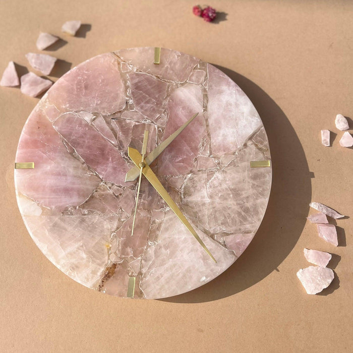 Rose Quartz Round Wall Clock for Home Decor | Modern Clock for Offices