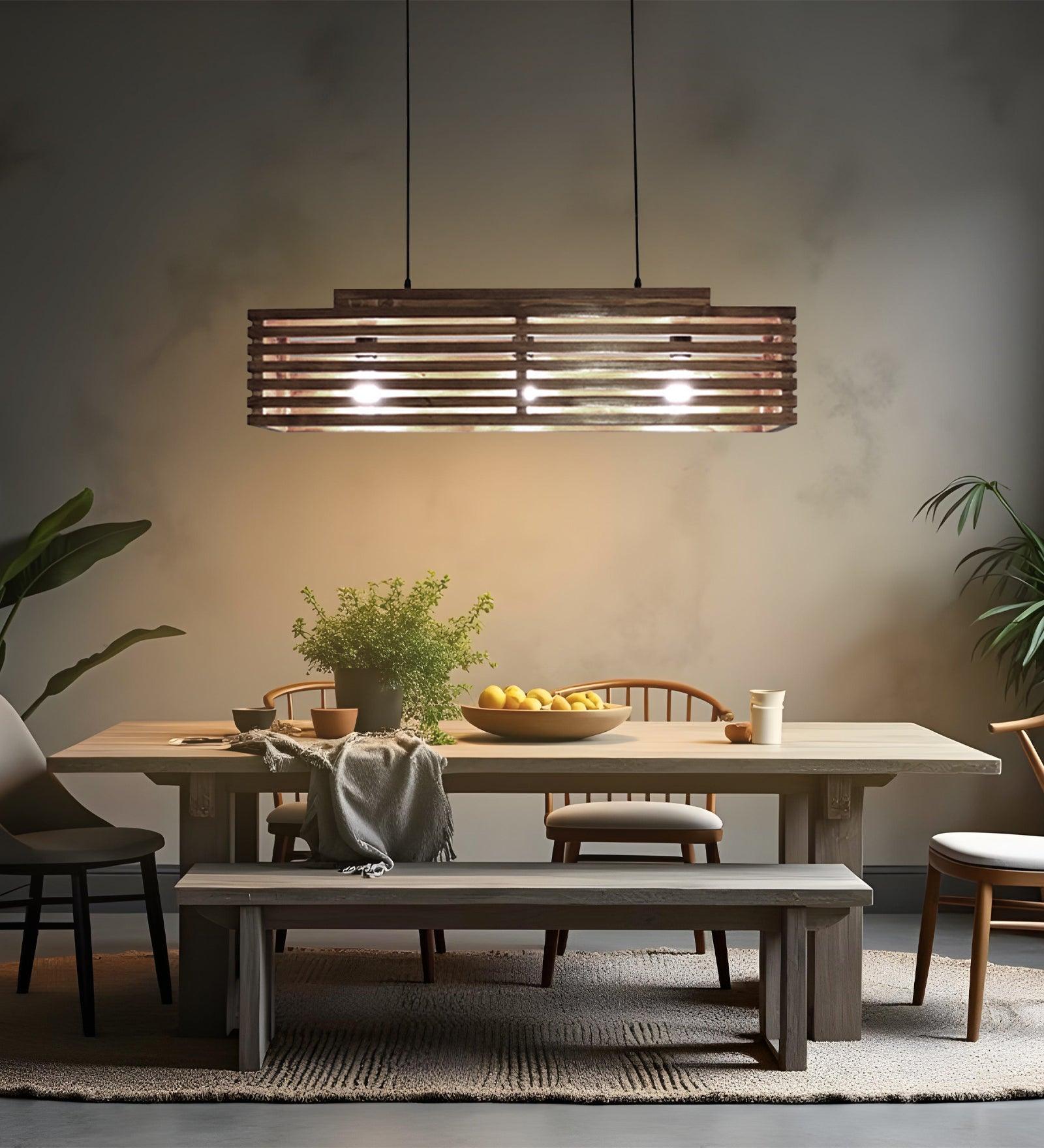 Elegant Centrum Brown Wooden 3 Series Hanging Lamp