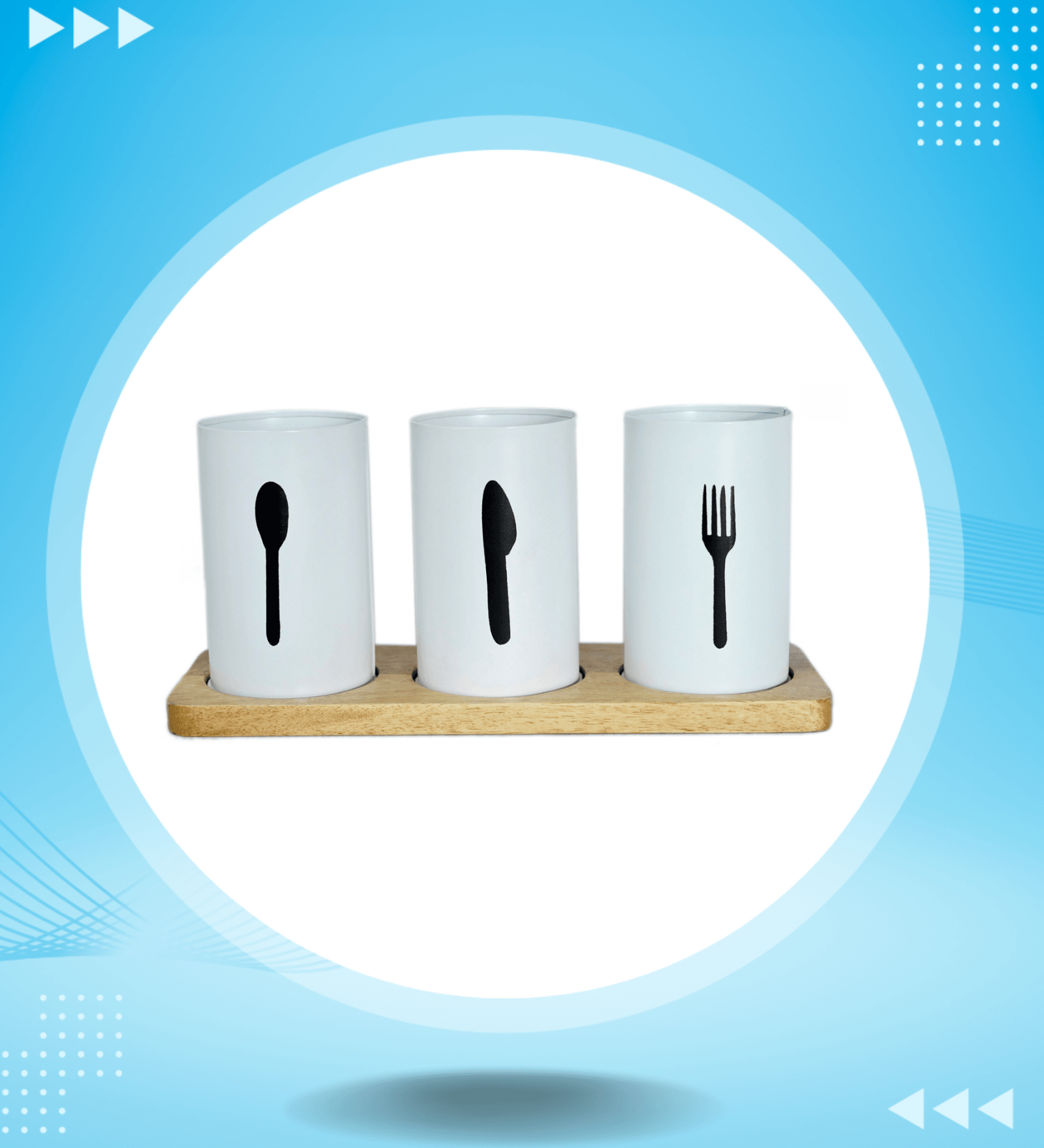 Metal Cutlery Holder with Tray | Spoon Stand & Dining Table Organizer for Kitchen